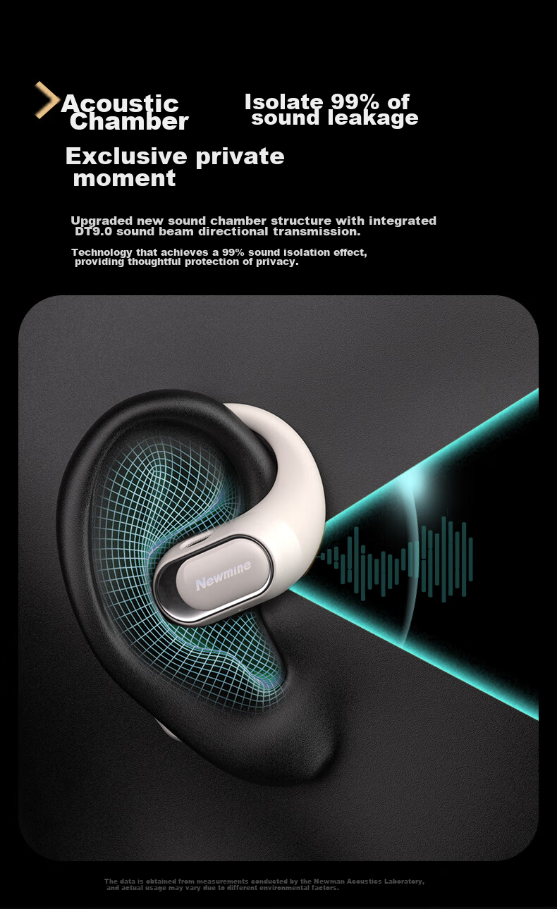 Newmine Q10 Bone Conduction Bluetooth Headphones, Wireless Ear-Hook Style, Open-Ear Design, Sports Running Noise-Cancelling, Long Battery Life, Compatible with Xiaomi And Apple 6