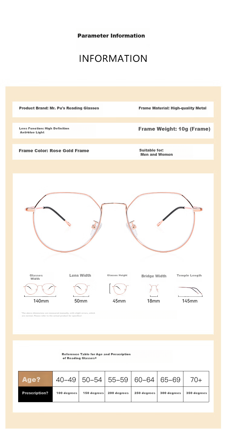 Mr. PuTian Reading Glasses for Men And Women, Anti-Blue Light, High Definition, Authentic, Fashionable, Youthful-Looking Presbyopic Glasses, 200 Degrees, for Ages 55-59 8