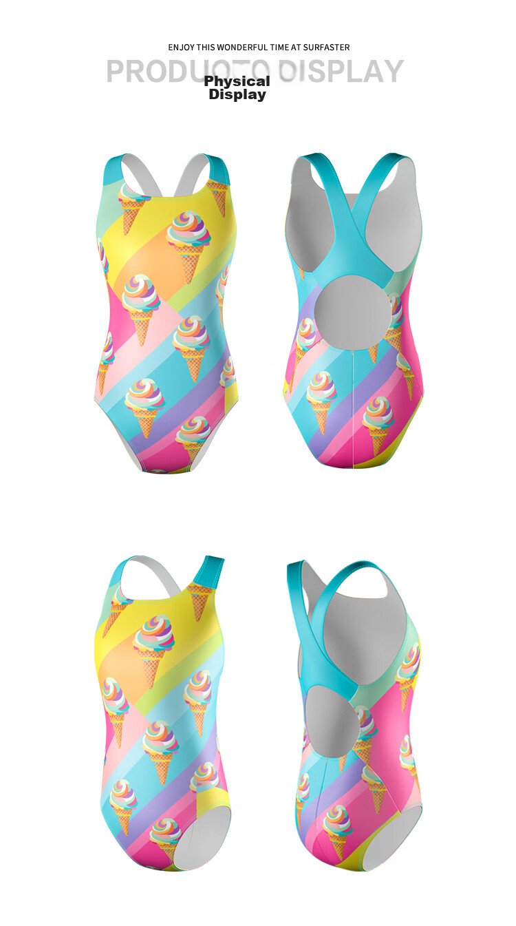 Sulang Girls' Competitive Swimwear Rainbow Sweetheart Training Suit 150 11