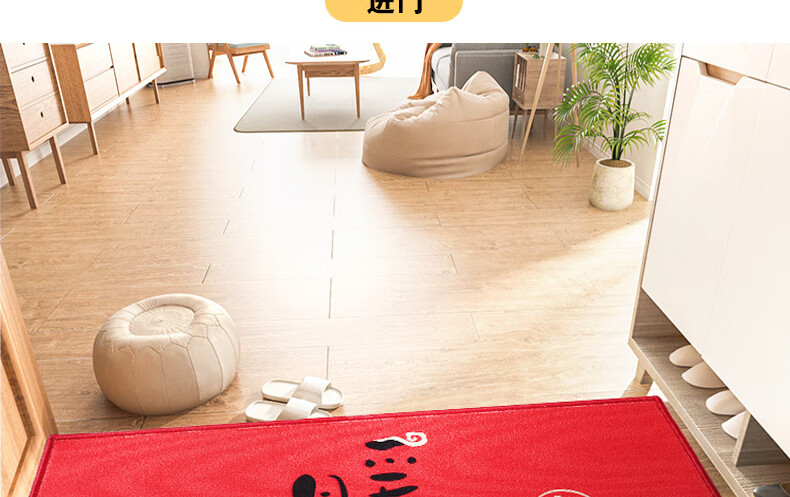 MOON TIME Entrance Mat, Doorway Foot Mat, Indoor Doormat, Red Non-Slip Dirt-Resistant Floor Mat, 50*80cm, Warm Home 19