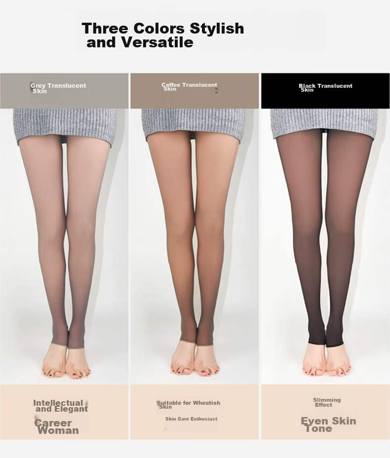 LangSha Faux Sheer Leggings for Women, Spring And Autumn Thin Fleece, Wearable As Outerwear, Plus Size, Nude Feel, Flight Attendant Gray Pantyhose Stockings 11