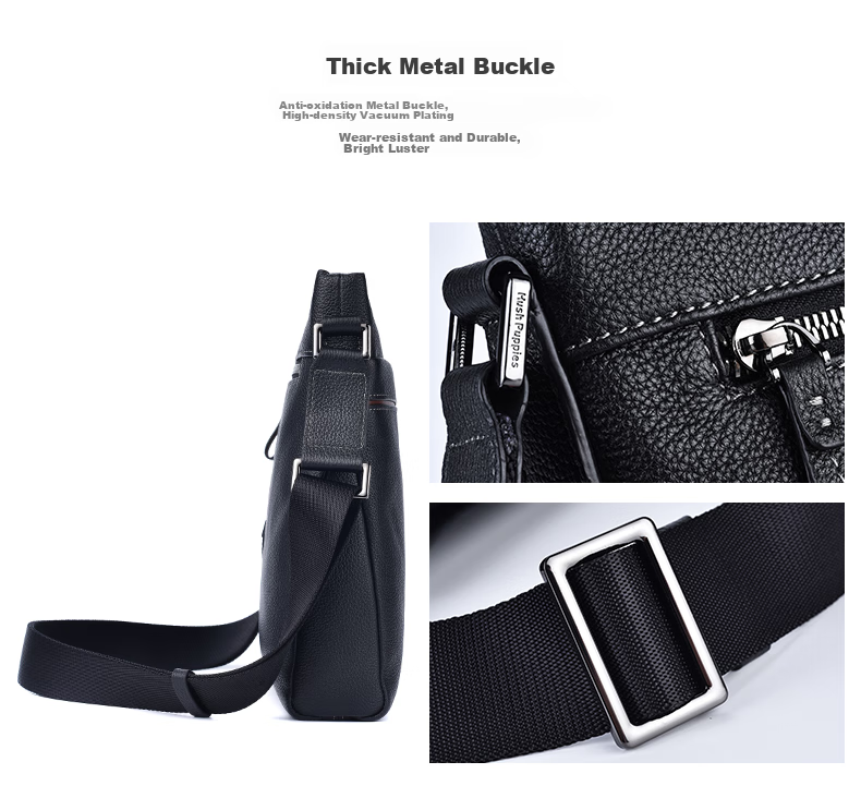 Hush Puppies Shoulder Bag for Men, Crossbody Bag, Casual Fashion Cowhide Business Backpack, Vertical Briefcase, Birthday Gift 4