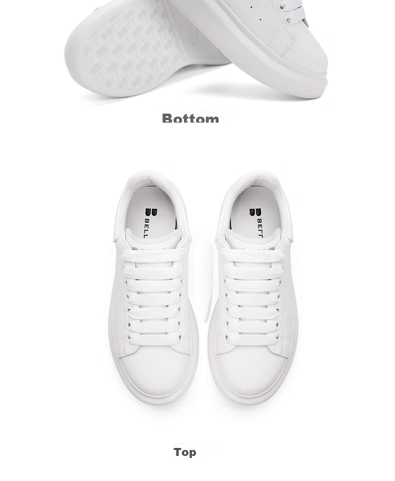 Belle Thick-Soled Cloud White Sneakers, Spring And Summer Women's Casual Shoes, Color-Block Skateboard Shoes Z2U1DCM5, Black Tail Wing - Classic Style, Size 37 12