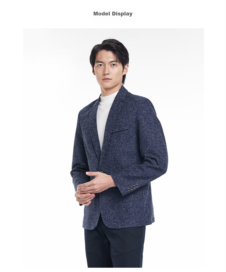 ROMON Men's Slim Fit Business Suit Jacket, Casual Blazer, Formal Wear, Single Suit Jacket, Men's Clothing 24F0206 Navy Blue 170 6