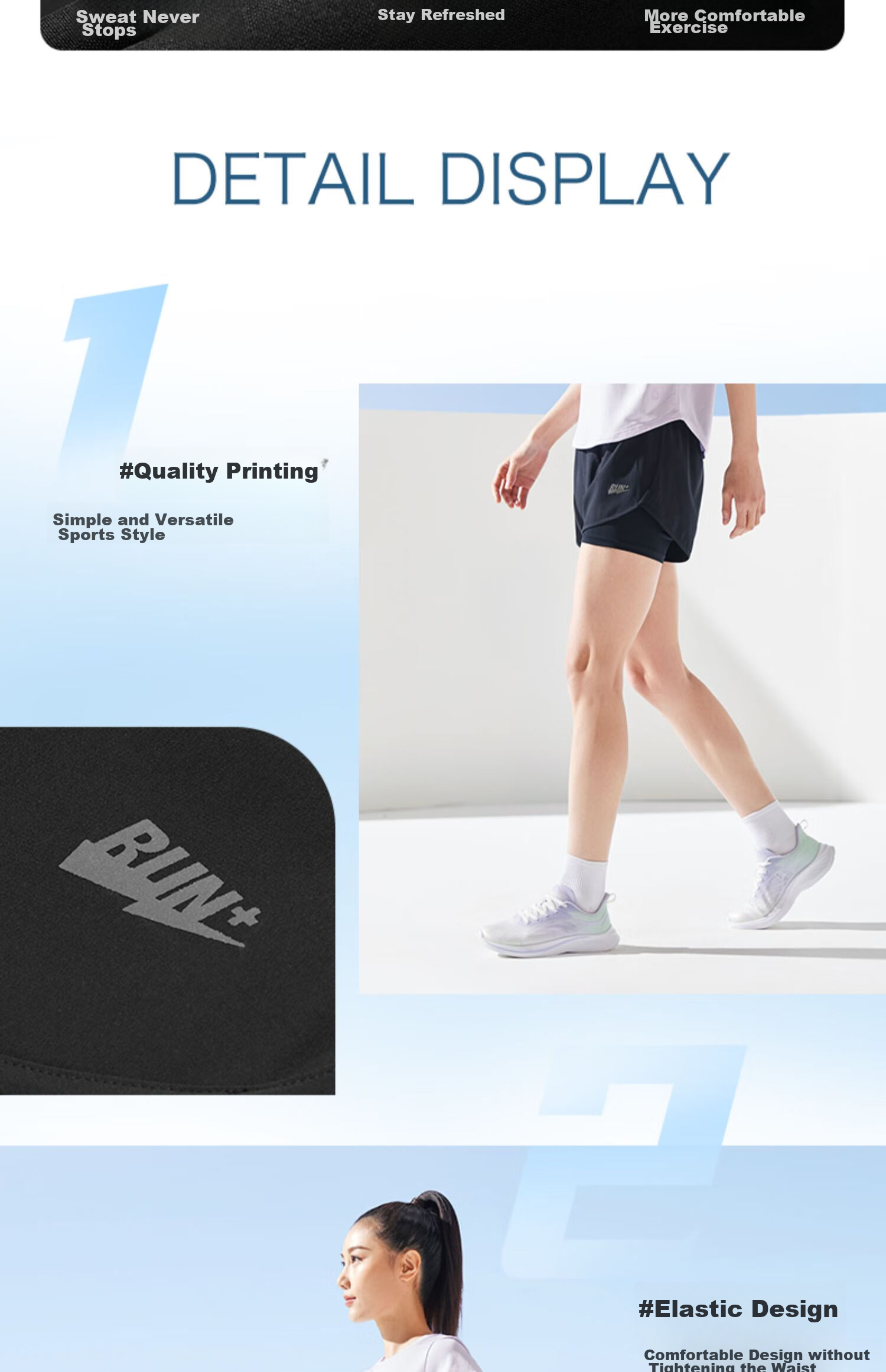 QIAODAN Women's Shorts, Sports Pants, Summer Lightweight Breathable Quick-Dry Fake Two-Piece Anti-Exposure Running Pants for Wome 3
