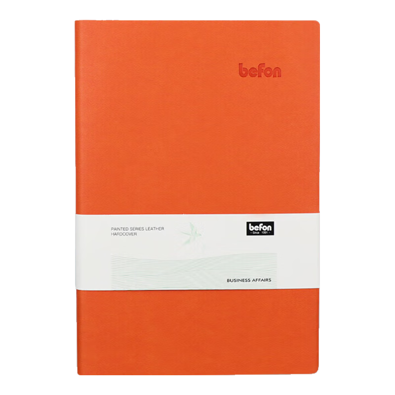 Befon A5 Notebook, Soft Cover Journal, High-Quality Colorful Soft Copy Book, Journal for Accounting, Portable Work And Study Diary, PU Leather Office Notebook, Orange, 9985