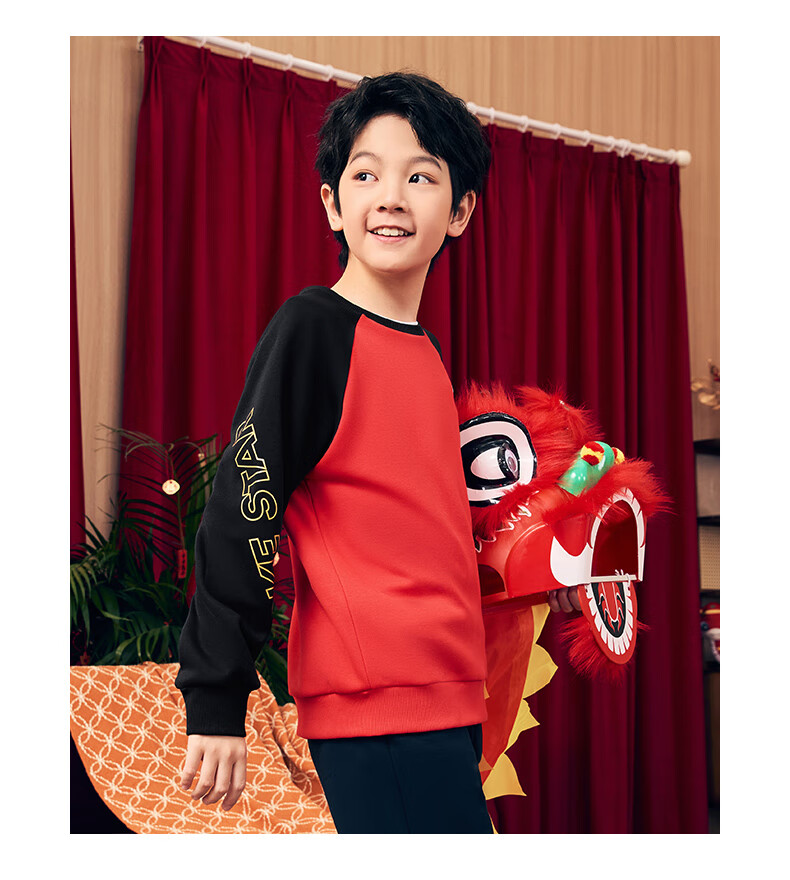 ERKE Children's Clothing, Boys And Girls Round Neck Top, Kids And Teens Thick Cartoon Sweatshirt, Black, Size 120 26