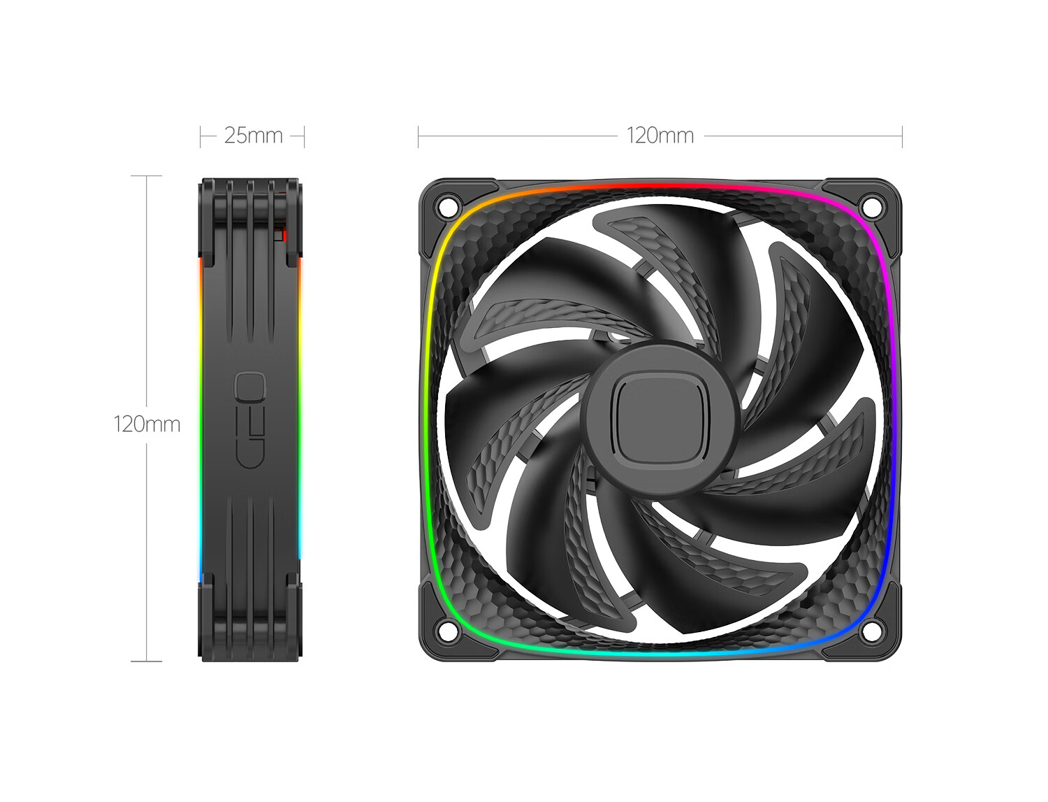 GeometricFuture Case Cooling Fan, Longshen 2503B, 12cm/aRGB Motherboard Synchronization, Single Fan Per Pack 12
