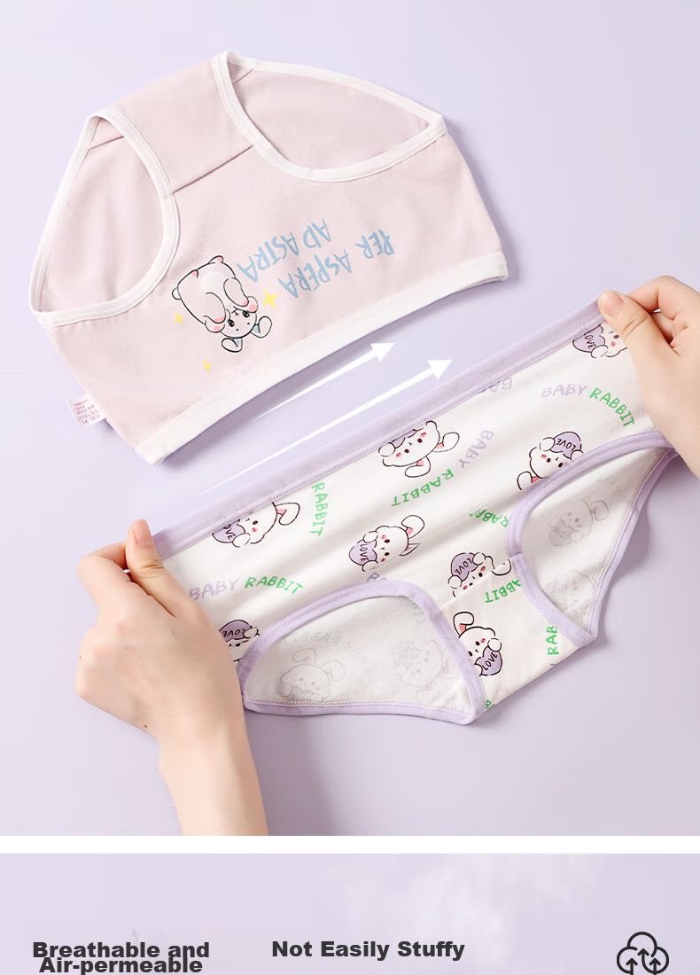 LangSha Girls' Underwear, Children's Cotton Antibacterial Triangle Panties, Cartoon Design, 95% Cotton, for Young Girls And Older Children, No Wedgie Shorts, 2XL 7