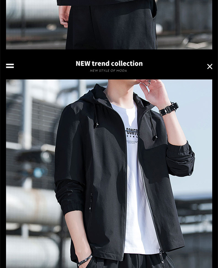 TUCANO Men's Jacket, Spring And Autumn Season, Trendy Loose-Fitting Hooded Simple Versatile Windproof Casual Outerwear for Me 9