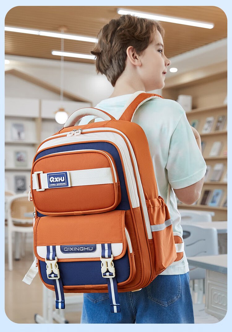 Qixinghu Primary School Backpack for Grades 1-3, Ergonomic Spine Protection, High Capacity, Stylish Girls and Boys Schoolbag 5