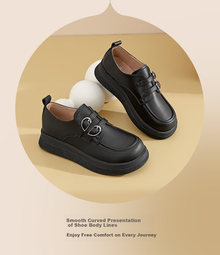 Dusto Thick-Soled Loafers for Women, 2026 New Spring Style, Academic-Inspired Leather Shoes, Deep-Mouth Flats, Soft-Soled Commuter Shoes for Wome 4