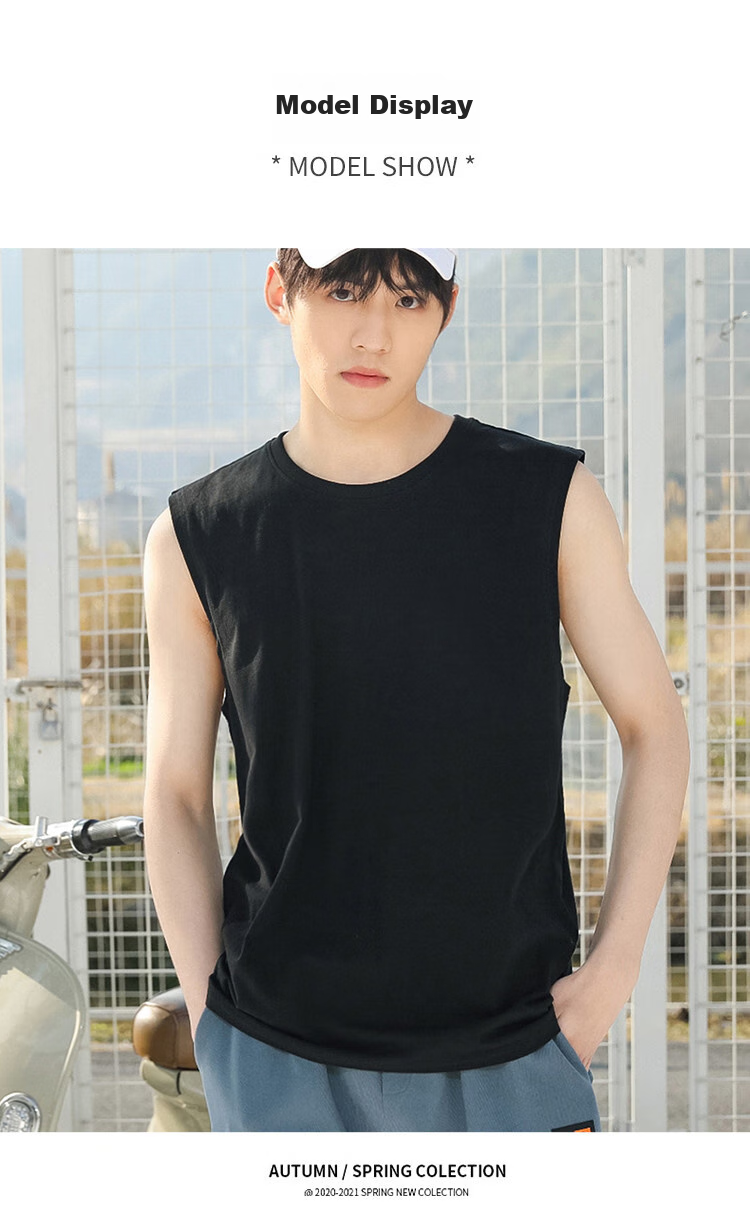 I'M DAVID Men's Sports Tank Top, Summer Round Neck Sleeveless Ice Silk Hong Kong Style Casual Solid Color Top T-Shirt for Men, White, M 5