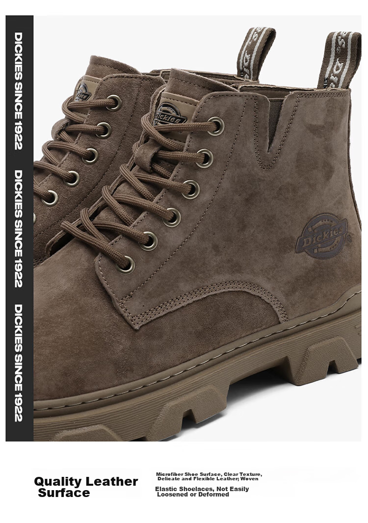 Dickies Men's High-Top Martin Boots, Thick-Soled Boots, Trendy Boots for Men And Women, Work Boots, Camel Color, Size 40 6