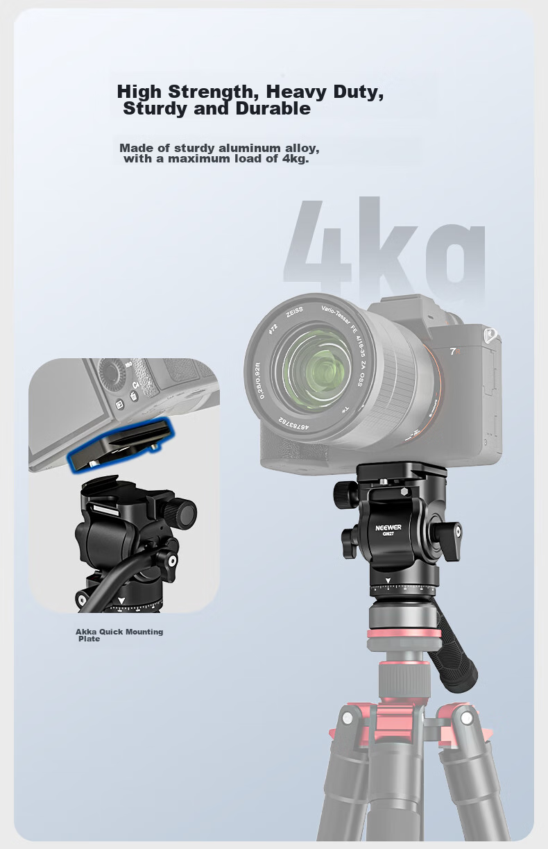 NEEWER Aluminum Alloy Tripod with Hydraulic Damping Ball Head, Leveling Base, Bowl Head, Arm Handle, Quick Release Plate, Panoramic Photography And Videography Camera Mirrorless Camera Stand GM27 6