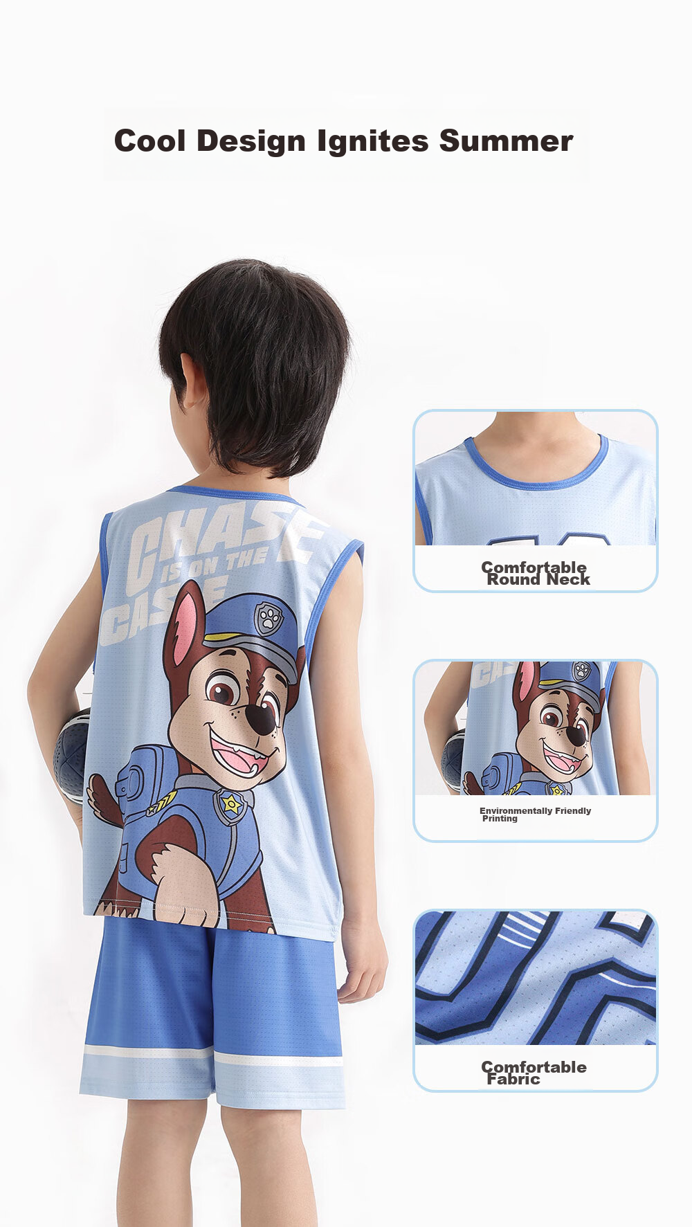 PAW PATROL Class A Children's Quick-Dry Vest Set, Boys' Shorts, Sports Summer Student Cartoon Children's Clothing PA1744A 100 2