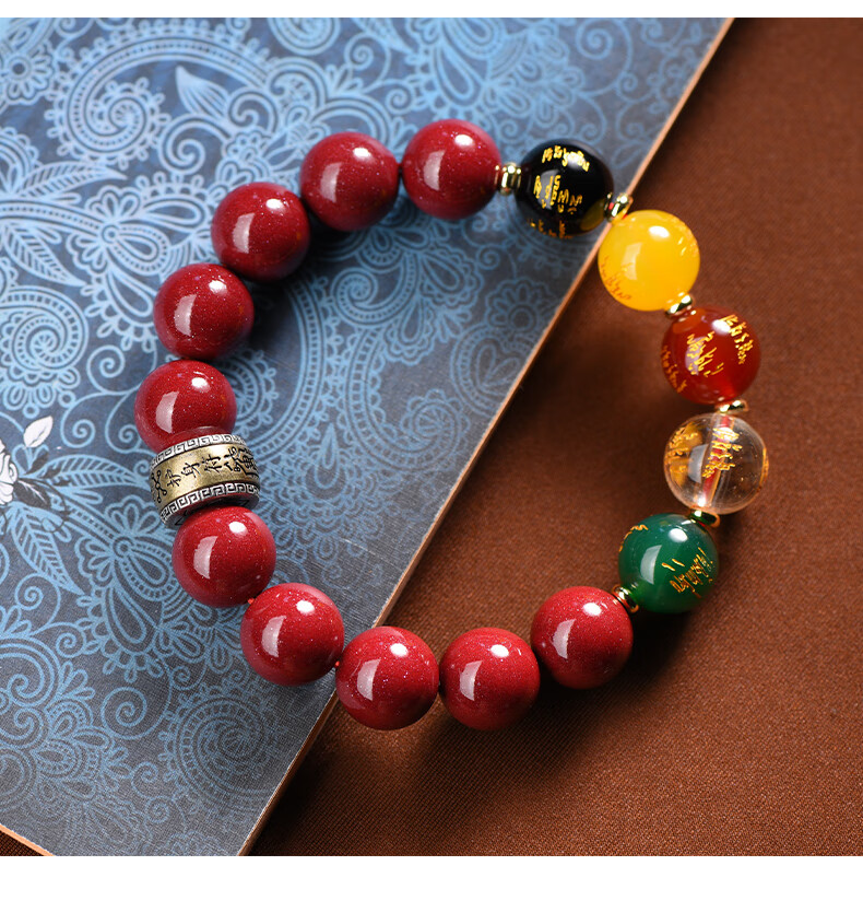 Li Jueming Cinnabar Bead Bracelet Five-Way Wealth God Bracelet Lucky Beads Unisex Purple Gold Sand Crystal Agate Zodiac Year Gift 15