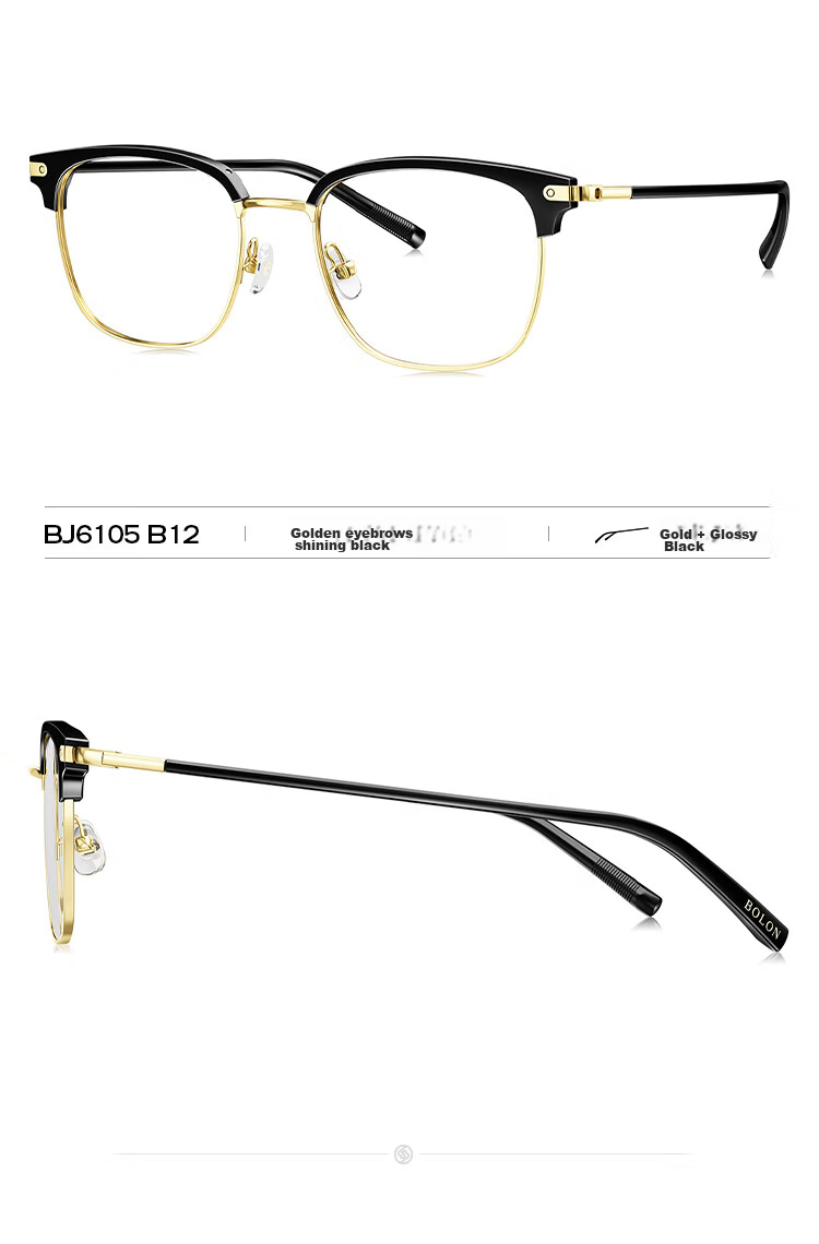 BOLON Eyeglasses, Lightweight Business Versatile Browline Frame, D-Shaped Optical Frame, Can Be Fitted with Prescription Lenses, Myopia Glasses Frame BJ610516 10