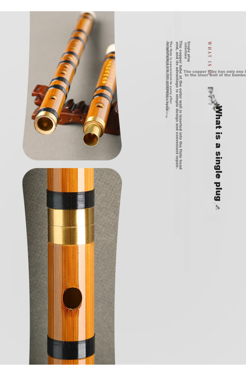 Xiangsiniao Single-Insert Brass Flute in F Key, Bitter Bamboo Flute, Transverse Flute for Students And Beginners XS1001 5