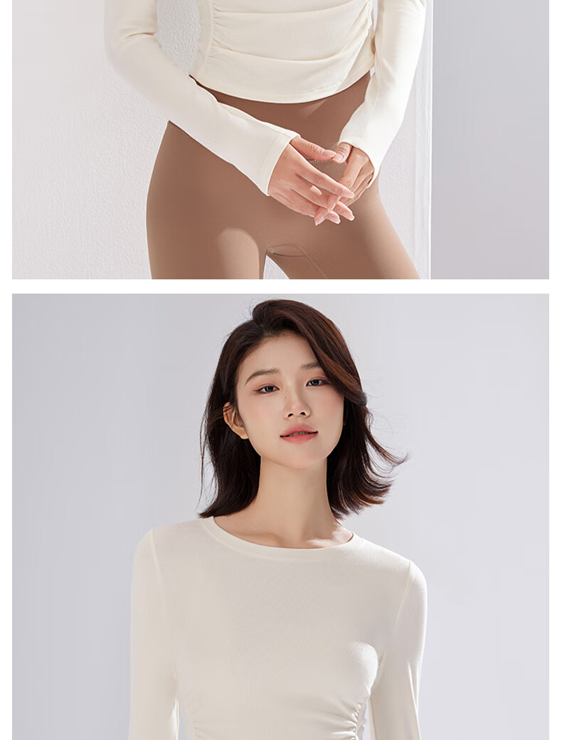 XUEXIMAN Women's Yoga Long Sleeve T-Shirt Autumn Winter Fleece Thickened Slimming Running Fitness Quick-Dry Top 9