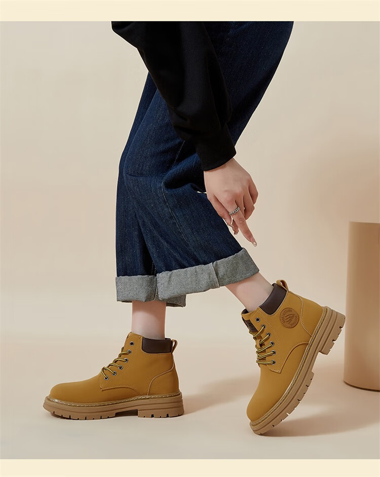 Yierkang Martin Boots Autumn And Winter Men's Retro High-Top Yellow Boots, Durable Outdoor Casual Work Boots Versatile Shoes for Me 15