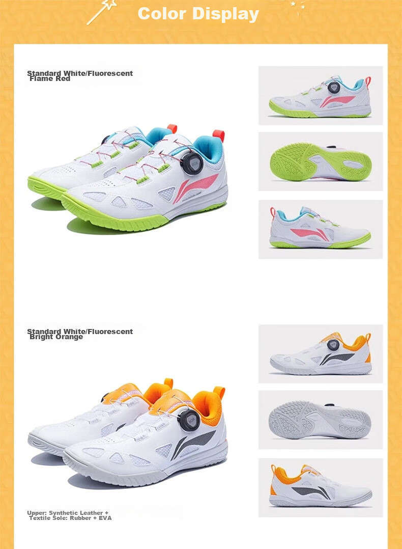 Li-Ning Table Tennis Shoes for Men And Women, MAGE ESS National Team Edition, Non-Slip, Shock-Absorbing, Wear-Resistant Training Sports Shoes, Size 39 8