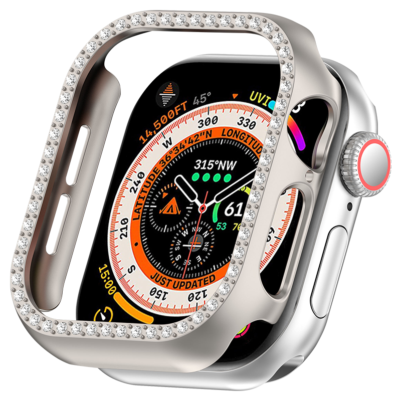 KMaxAI Diamond-Encrusted Protective Case for Apple Watch S11, Compatible with IWatch Series 10, 42mm Small Dial Cover for Women's Models, Starlight