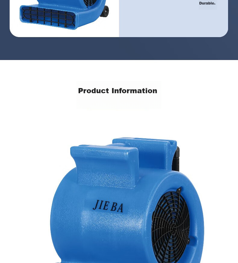 JIEBA BF535, Power 1000W, Wind Speed 25m/s, Floor Blower, Toilet Floor Dryer, Carpet Dryer, Blower (With Wheels + Handle) 13
