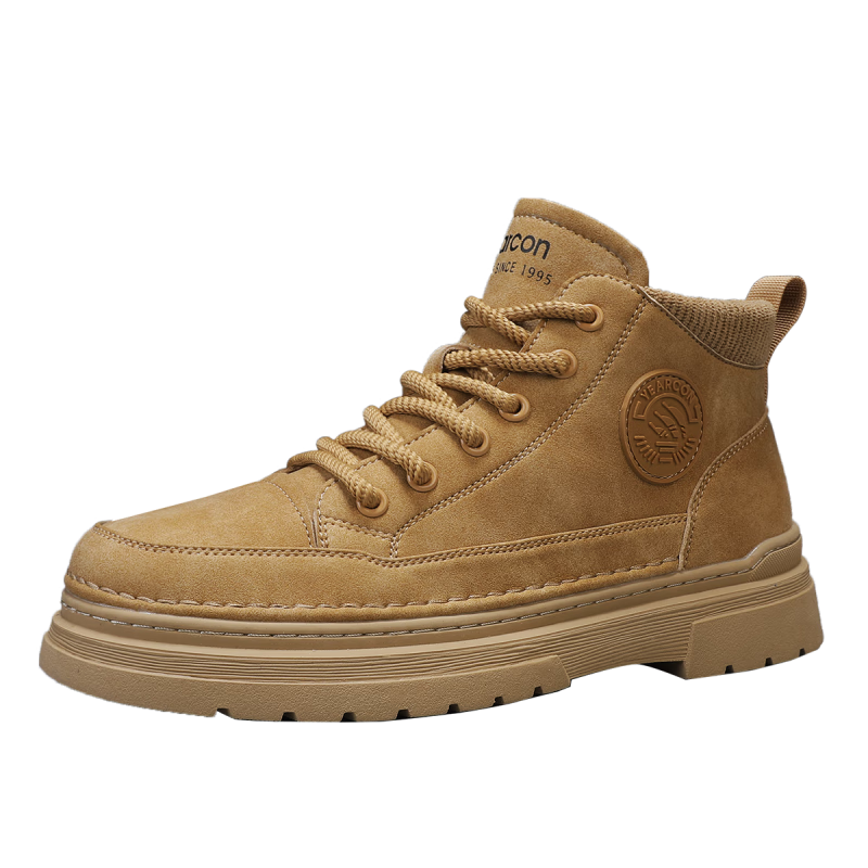 Yearcon Martin Boots Winter Fleece Fashion Retro Casual Versatile Men's Outdoor Thick-Soled Work Boots