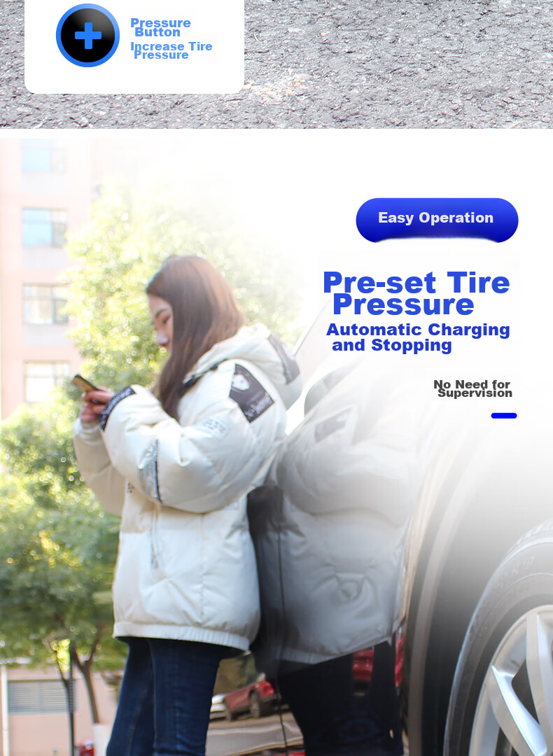 Jumu Car Air Pump, Electric Tire Inflator for Vehicles, Can Measure Tire Pressure, Air Compressor with Pressure Gauge for Sedans 6