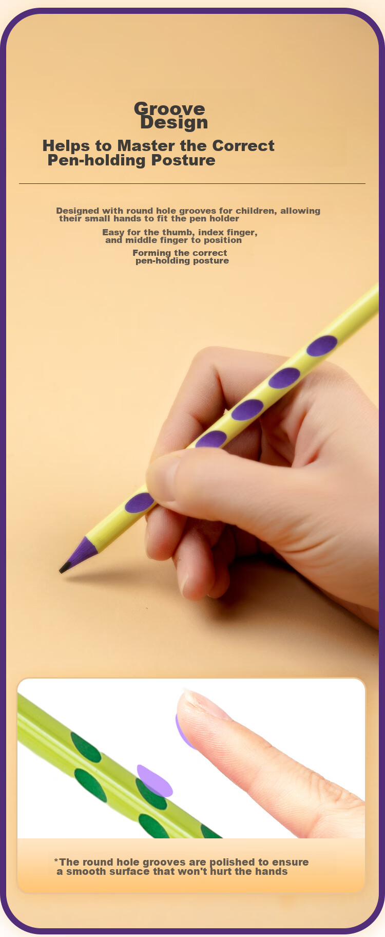 COMIX Perforated Pencils with Colorful Handles, 30 Pieces HB, Elementary School Students' Writing Practice Pencils, Children's Posture Correction, Triangular Wooden Handle Easy-Grip Pencils, Erasable with Eraser, XS12 3