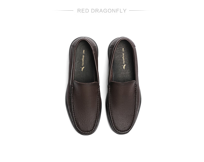RED DRAGONFLY Casual Leather Shoes, Spring Men's Shoes, Sheepskin Slip-On, Middle-Aged Soft-Soled Dad Shoes WLA15016, Black, Size 41 3