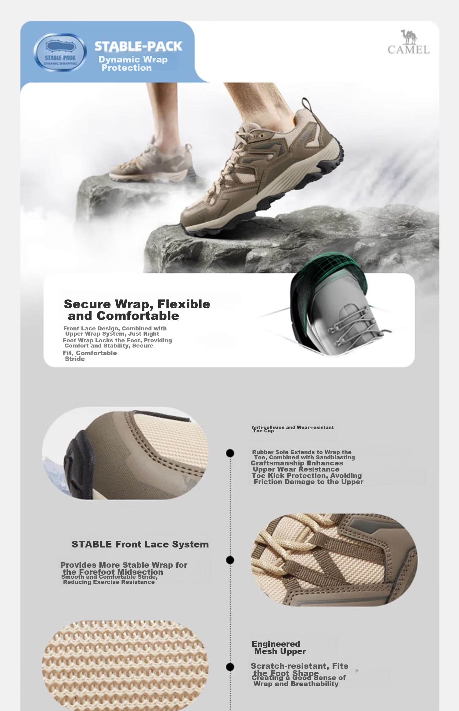 CAMEL Hiking Shoes, Non-Slip Sports Shoes, Couple Style, Lightweight, Durable, Off-Road Climbing And Trekking Shoes, F23A097036 4