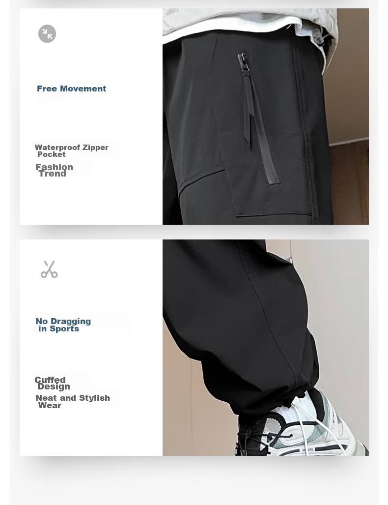 Dingfengbaoluo Casual Cargo Pants for Men, Spring And Summer Paratrooper Functional Trousers, American-Style Solid Color Outdoor Pants, 2418 Gray, Size M 4