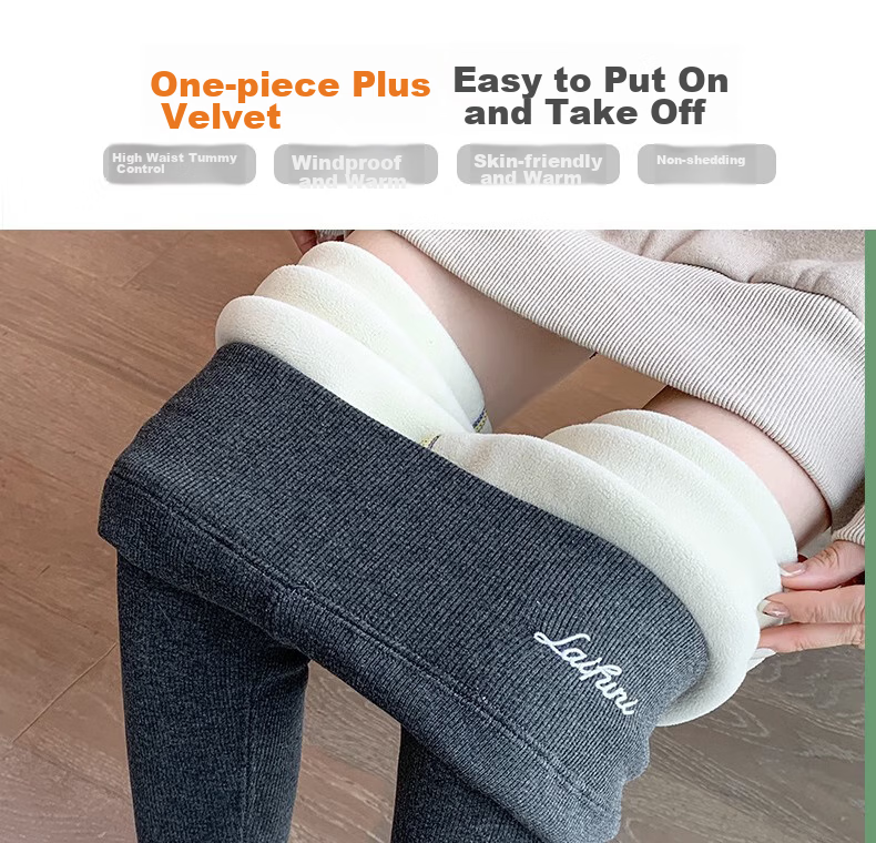 LangSha Ribbed Leggings for Women, Autumn Wear, High-Waisted, Slimming, Elastic Waist, Butt-Lifting, Calf-Slimming, Tight-Fitting Pants, Warm Cotton Trousers 19