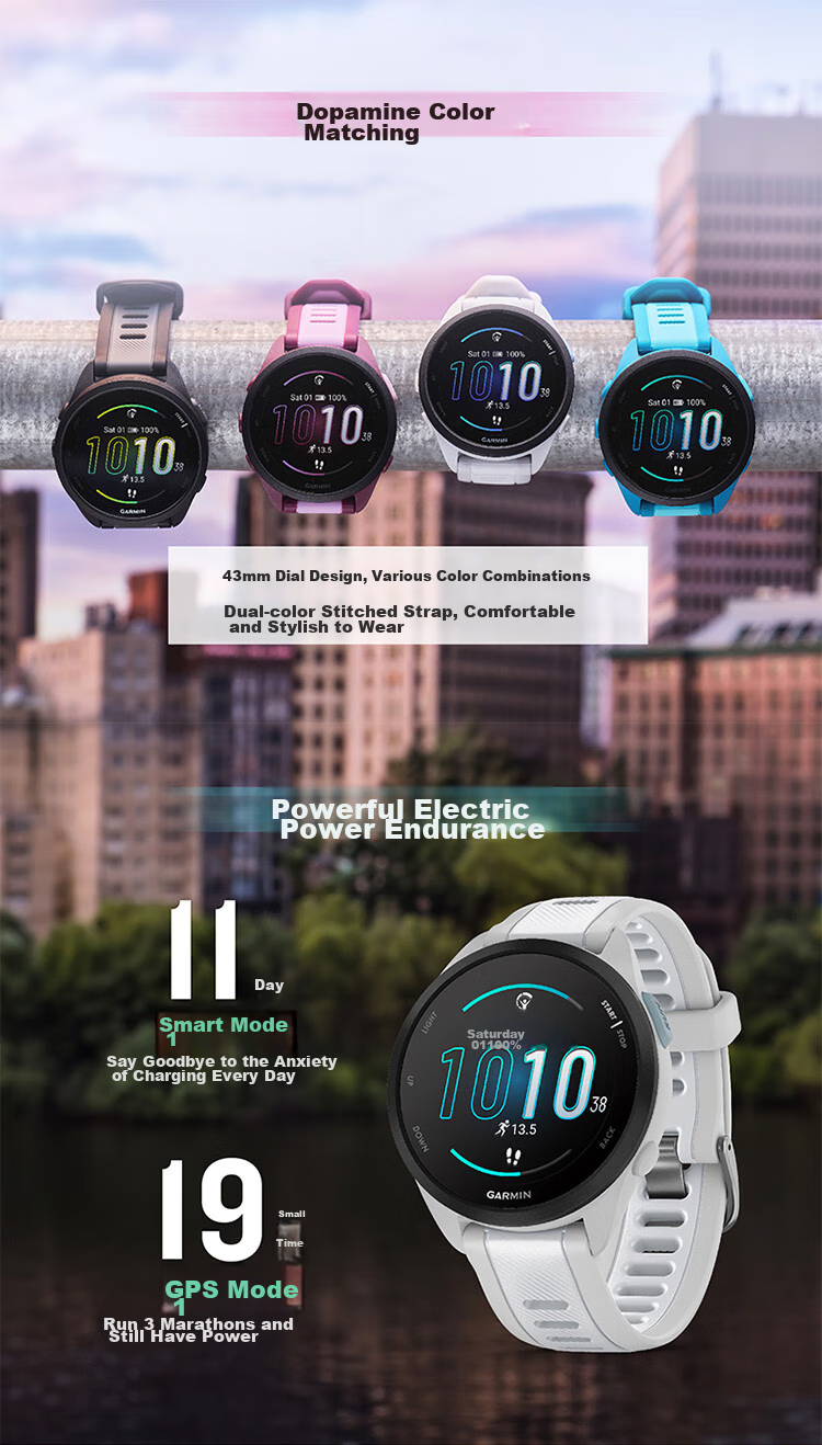 GARMIN Forerunner165 Heart Rate And Blood Oxygen Multi-GNSS Outdoor Sports Smartwatch, Music Version, Midnight Black 3