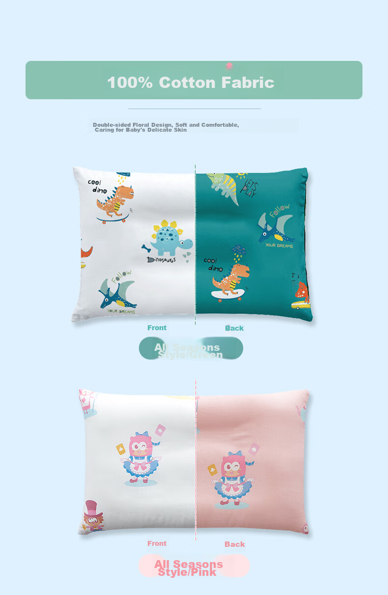 Pilu Children's Pillow, Cotton Filling, Machine Washable, for Students Aged 6-12, Breathable Pillow for Dormitory, Alice Pink, 40*60cm 8