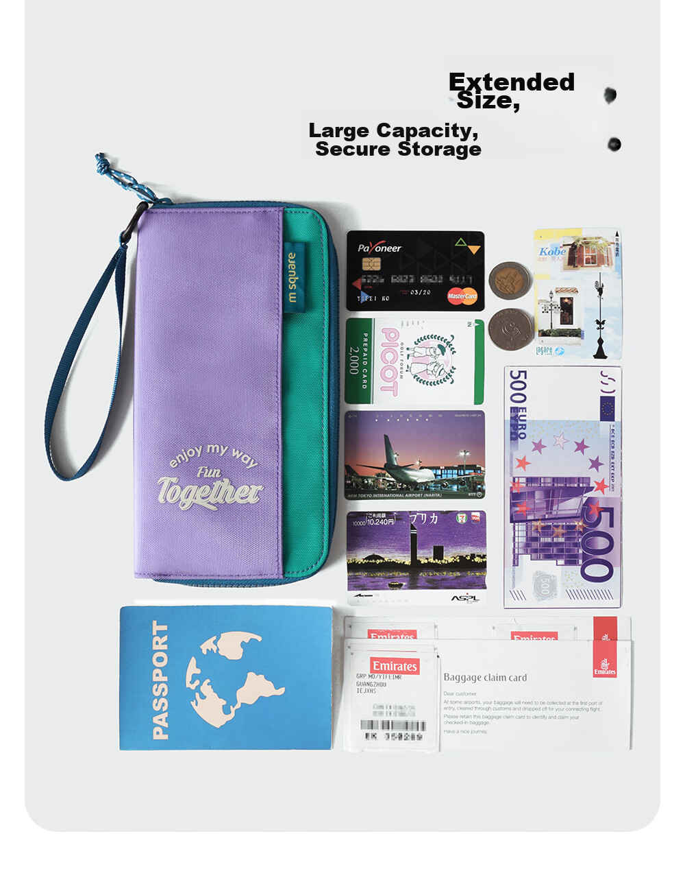 M Square RFID Anti-Theft Passport Holder Travel Document Organizer Large Capacity Protective Case Portable for Abroad 10