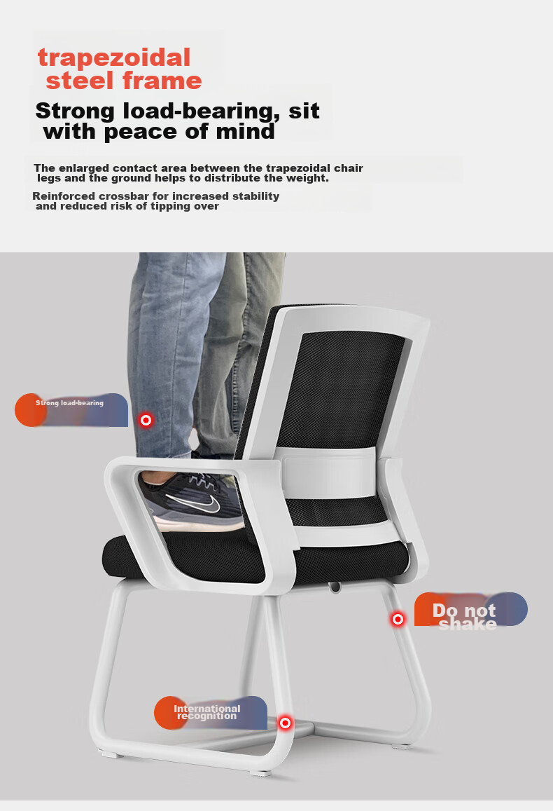 Chibailun Computer Chair, Conference Office Chair, Home Student Study Chair, Dormitory Chair with Backrest, Bow-Shaped Chair, Ergonomic Chair 22