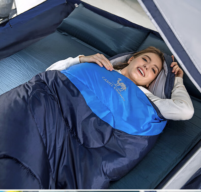 CAMEL Outdoor Sleeping Bag for Adults, Men's Camping Four-Season Winter Cotton Thick Warm Cold-Proof Dirt-Resistant Sleeping Bag Left 11