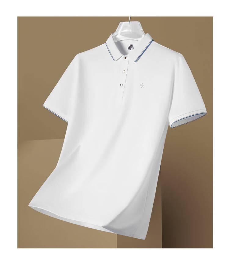 Jeanswest Men's Short-Sleeve POLO Shirt, Summer Mulberry Silk Antibacterial Short-Sleeve Ice Cotton Cool-Feeling Top, Deep Navy Blue 3XL 6
