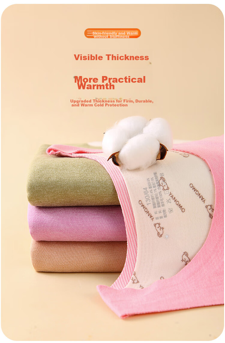 LangSha Children's Wool Thermal Vest for Girls, New Autumn And Winter 2026 Product, Fleece-Lined Thickened 7A Antibacterial Belly Protection Base Layer Baby Vest 10