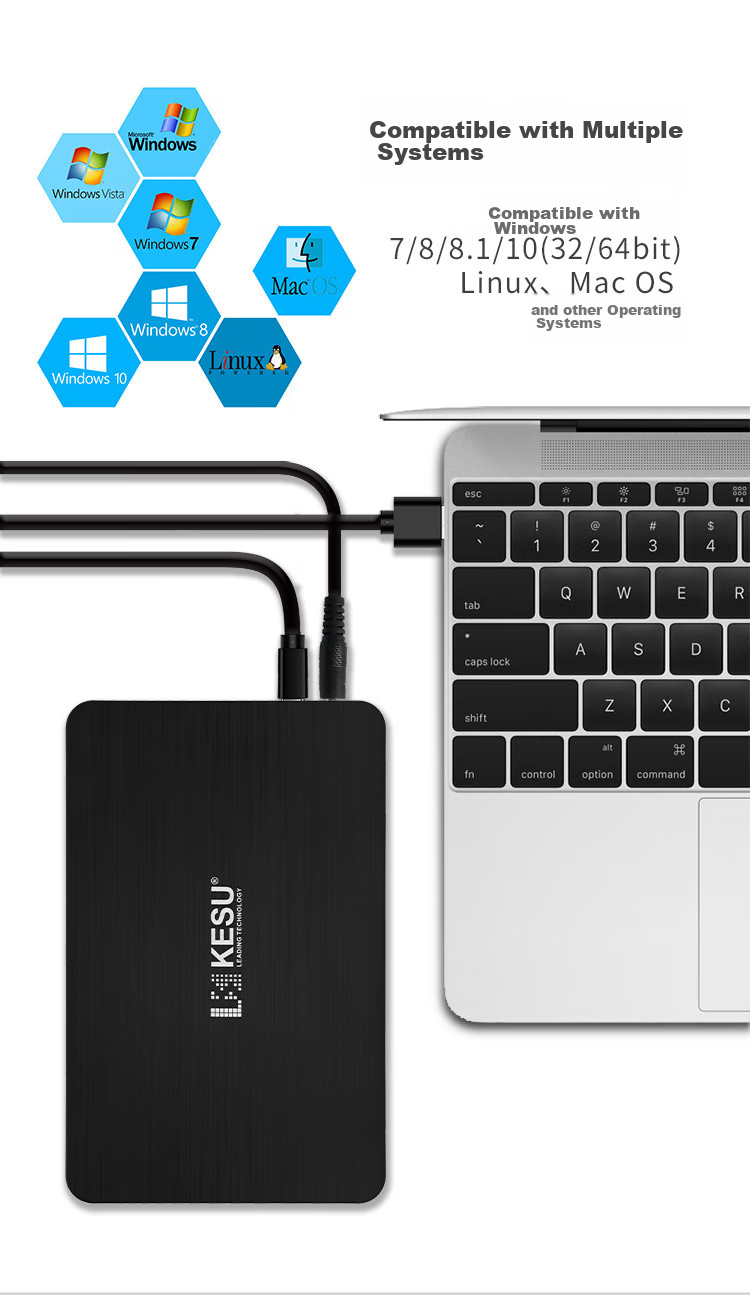 KESU 3TB 3.5-inch Desktop External Hard Drive High-Speed Type-C 3.1 Large Capacity Mechanical Hard Drive for Office and Home Storage 7