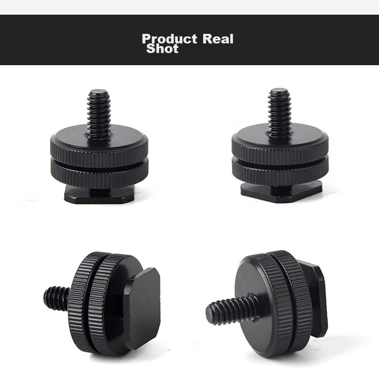 Earlymen Double-Layer Hot Shoe Connector, Metal 1/4 Screw Hot Shoe Adapter, Double-Layer Nut, Quarter Inch Double-Layer Screw Socket, Upper And Lower Locking Screws 4