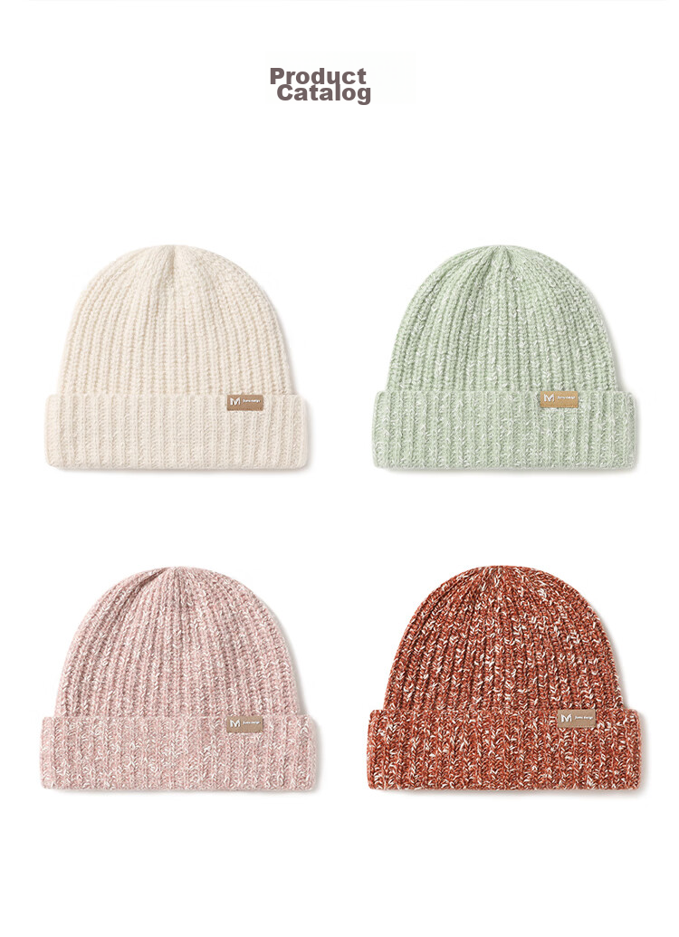 JIUMU Wool Warm Knit Hat, Autumn And Winter Knitted Cap, Cold Hat, Winter Hat, Large Head Circumference Slouchy Hat, Cold-Proof Hat for Women in Winter 26