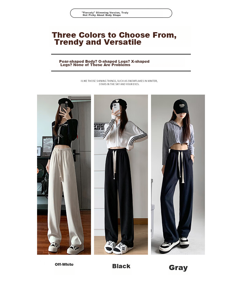 LangSha White Chenille Slim Wide-Leg Pants for Women, Spring And Autumn Thin Style, High-Waisted Draping Straight-Leg Corduroy Casual Sports Trousers 4
