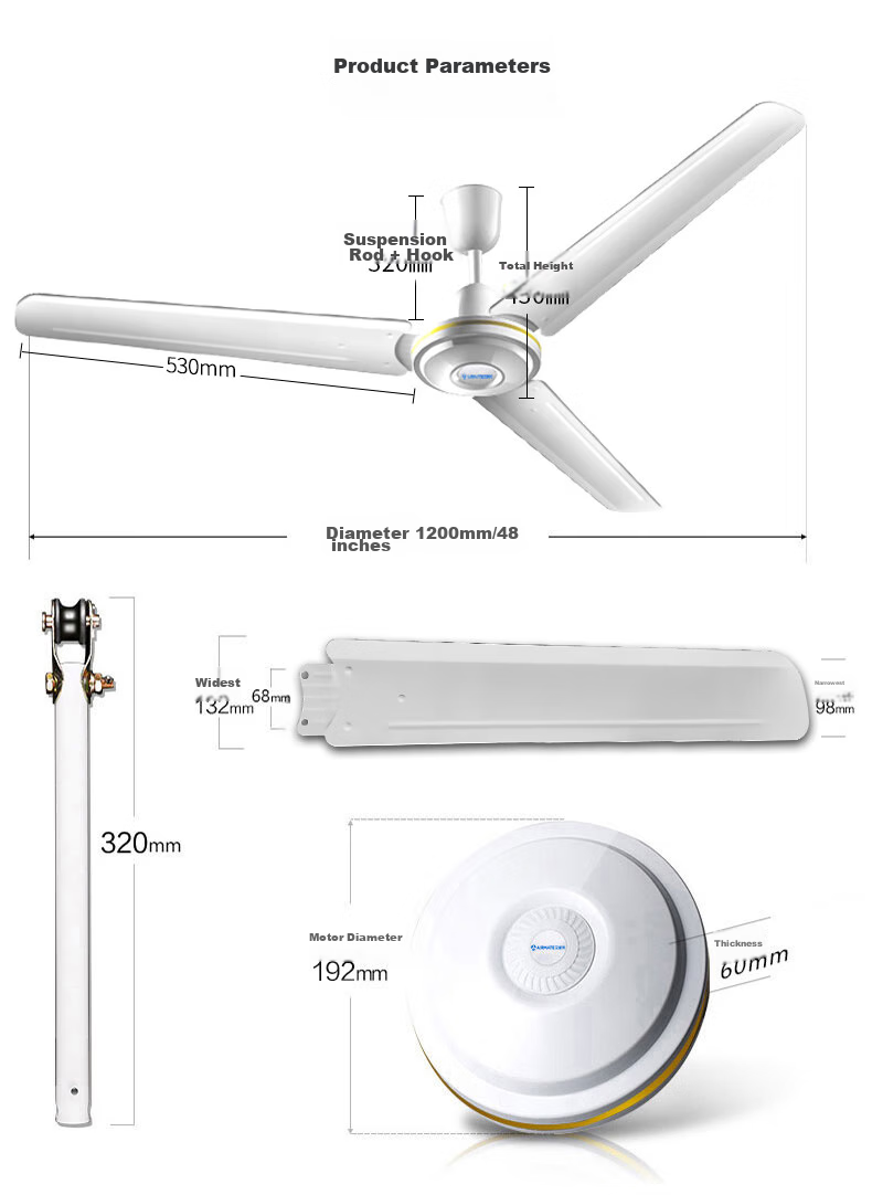 AIRMATE Ceiling Fan Electric Fan for Home Living Room, 1.4m 56-Inch Top-Mounted Fan with Strong Airflow, Industrial Factory Dormitory Copper Core Motor Fan with Speed Control FZ5613 15