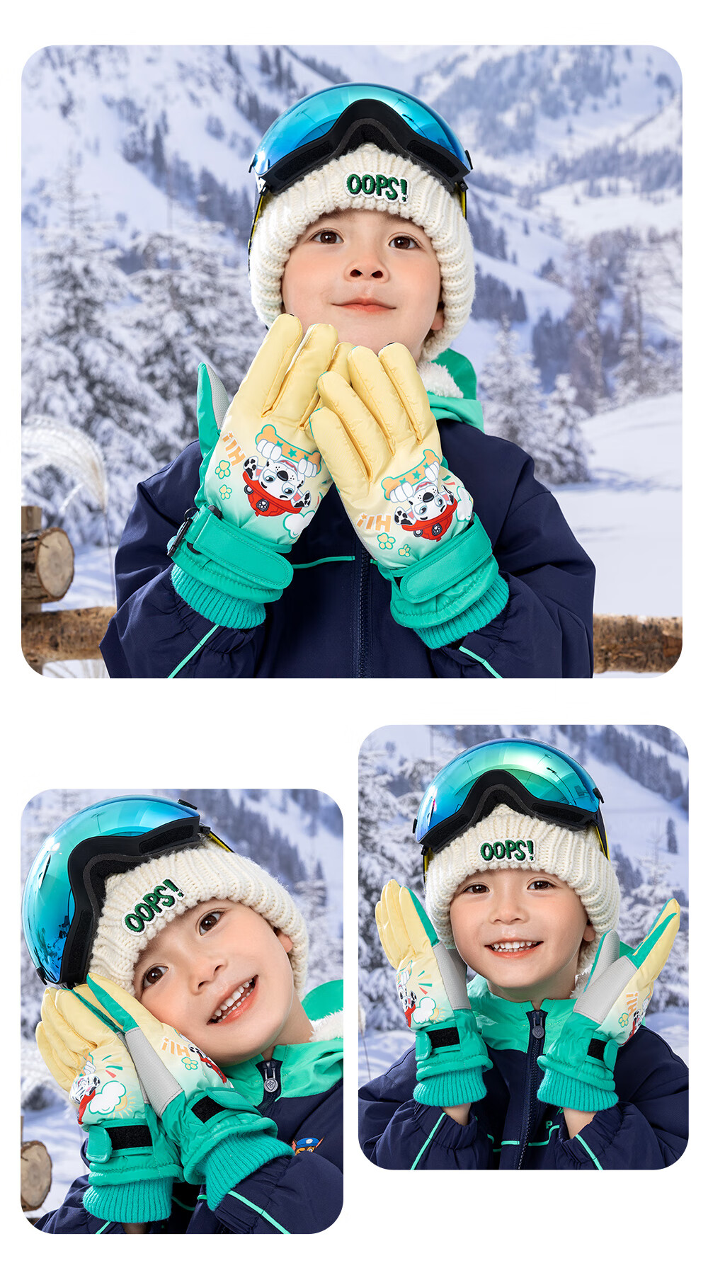 PAW PATROL Kids Five-Finger Ski Gloves Fleece Lined Windproof Warm Snow Play Gloves for Boys and Girls Pink 3