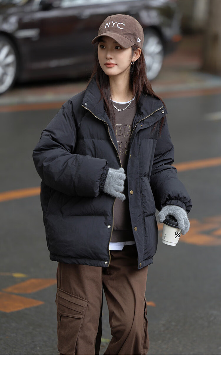 Dme [Light Warm Winter] Vintage Stand Collar 90% Duck Down Jacket for Petite Women, Warm Coat for Winter 31