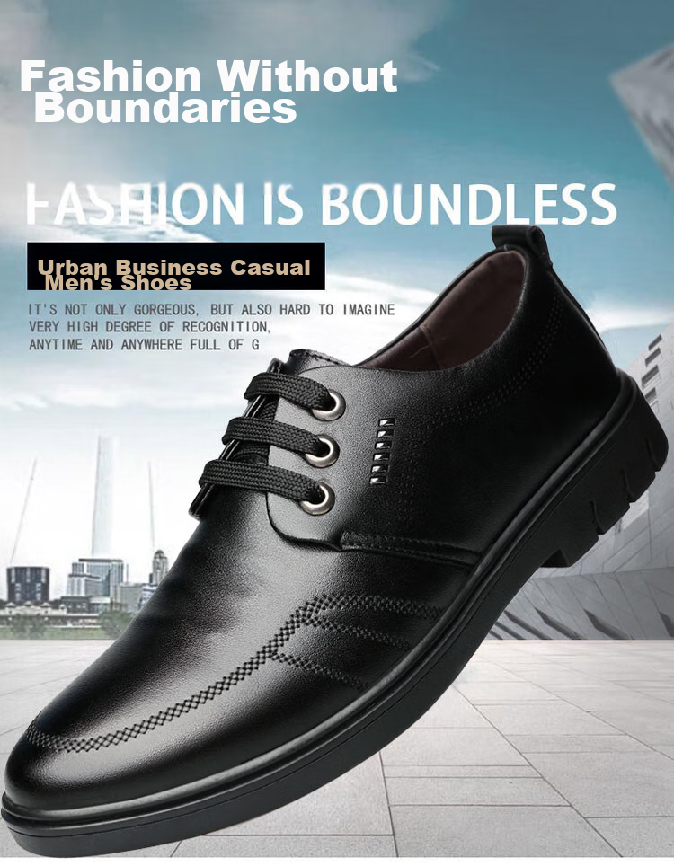 BEIOUTU Leather Shoes for Men, British Style Business Casual Lace-Up Round Toe Comfortable Formal Men's Shoes 7118 Black Size 39 1